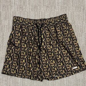Jared Lang Mens M Black Animal Print Hybrid Swim Trunks Mesh Lined Board Shorts